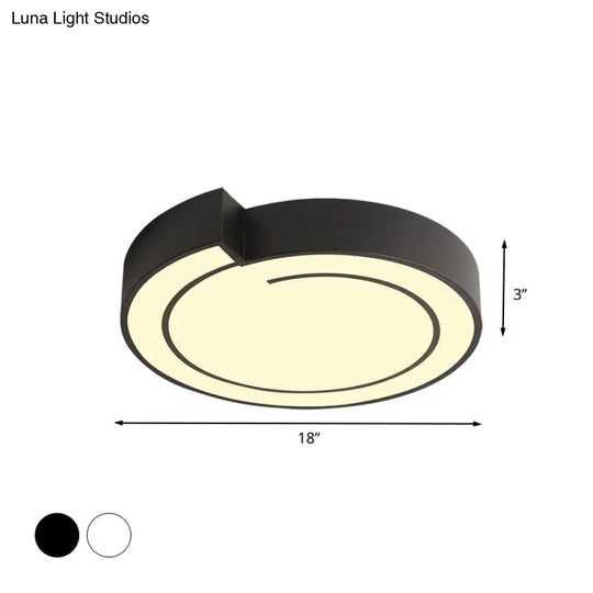 Minimalist Round Led Ceiling Flush Mount In Warm/White Light 18’/21.5’ Diameter White/Black