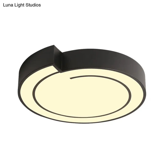 Minimalist Round Led Ceiling Flush Mount In Warm/White Light 18/21.5 Diameter White/Black Metal