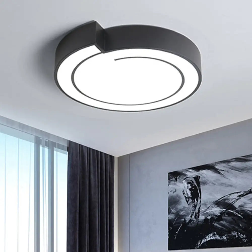 Minimalist Round Led Ceiling Flush Mount In Warm/White Light 18’/21.5’ Diameter White/Black