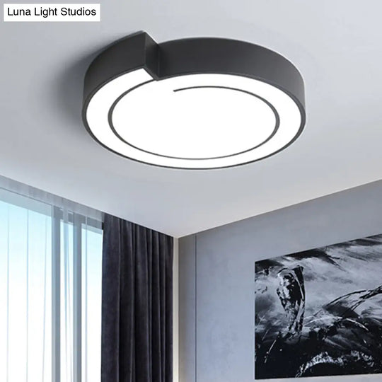 Minimalist Round Led Ceiling Flush Mount In Warm/White Light 18/21.5 Diameter White/Black Metal