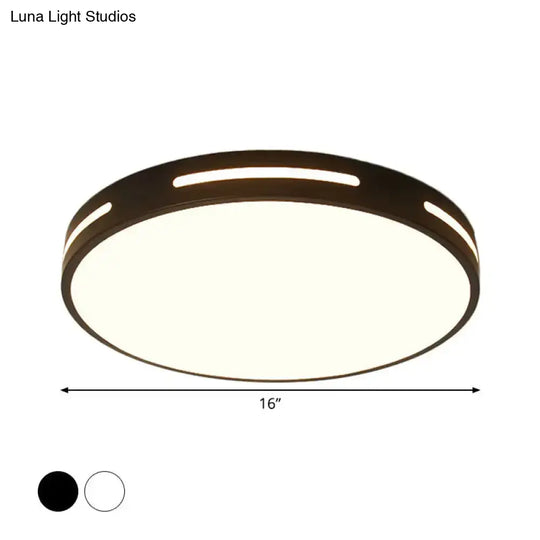 Minimalist Round Ultra-Thin Led Bedroom Ceiling Lamp In Black/White Various Sizes