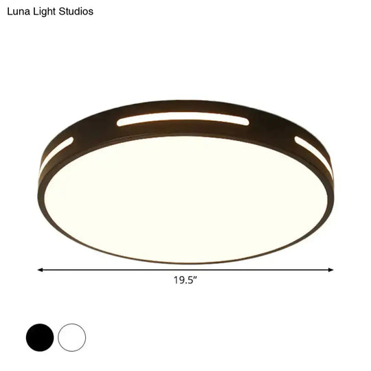 Minimalist Round Ultra-Thin Led Bedroom Ceiling Lamp In Black/White Various Sizes