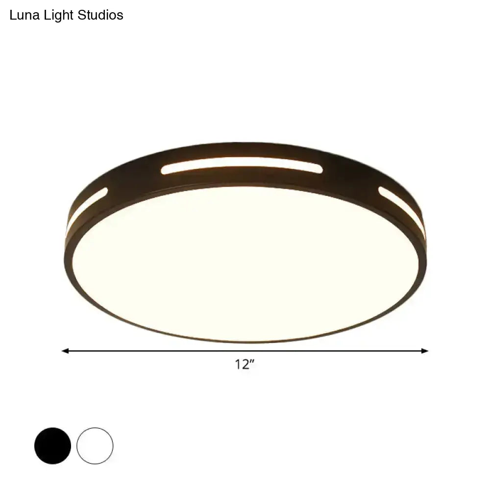 Minimalist Round Ultra-Thin Led Bedroom Ceiling Lamp In Black/White Various Sizes