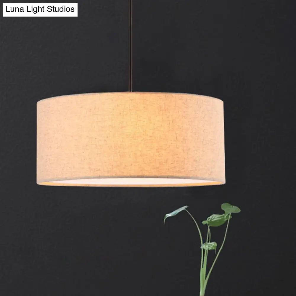 Minimalist Rounded Hanging Lamp In Apricot/Flaxen For Restaurants - 1-Light Fabric Pendant Lighting