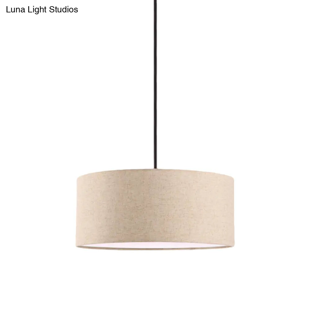 Stylish Rounded Hanging Lamp - Apricot/Flaxen Fabric 1 Light Pendant Fixture For Restaurants