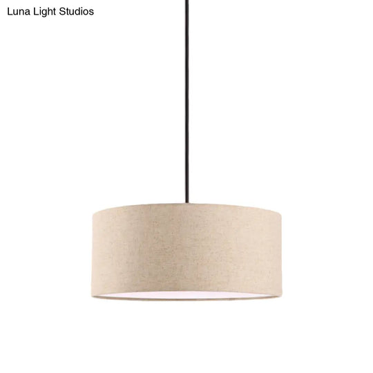 Stylish Rounded Hanging Lamp - Apricot/Flaxen Fabric 1 Light Pendant Fixture For Restaurants