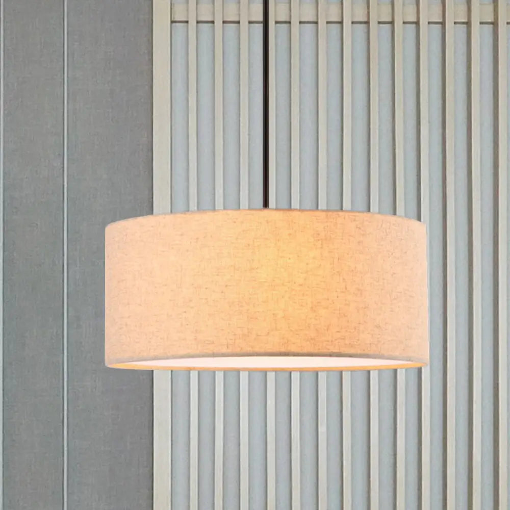 Minimalist Rounded Hanging Lamp In Apricot/Flaxen For Restaurants - 1-Light Fabric Pendant Lighting