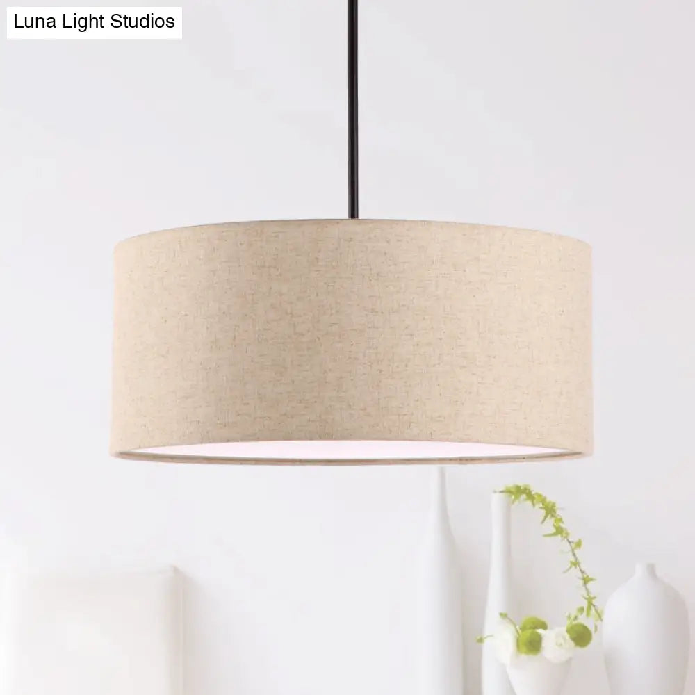 Minimalist Rounded Hanging Lamp In Apricot/Flaxen For Restaurants - 1-Light Fabric Pendant Lighting