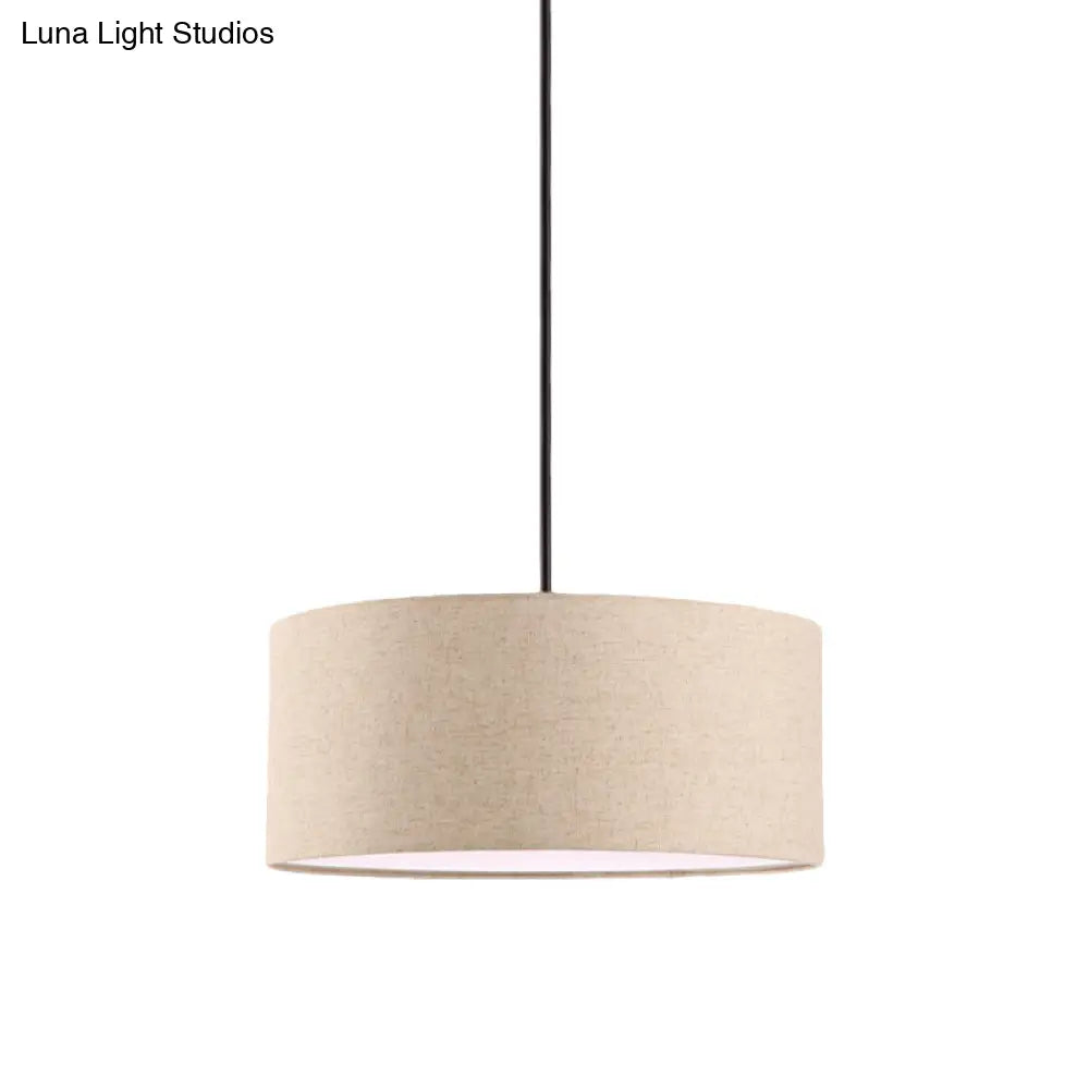 Minimalist Rounded Hanging Lamp In Apricot/Flaxen For Restaurants - 1-Light Fabric Pendant Lighting