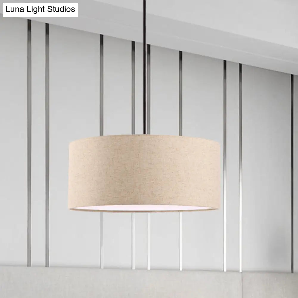 Minimalist Rounded Hanging Lamp In Apricot/Flaxen For Restaurants - 1-Light Fabric Pendant Lighting