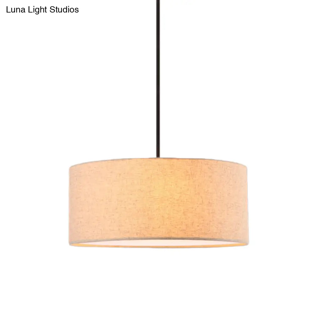 Minimalist Rounded Hanging Lamp In Apricot/Flaxen For Restaurants - 1-Light Fabric Pendant Lighting