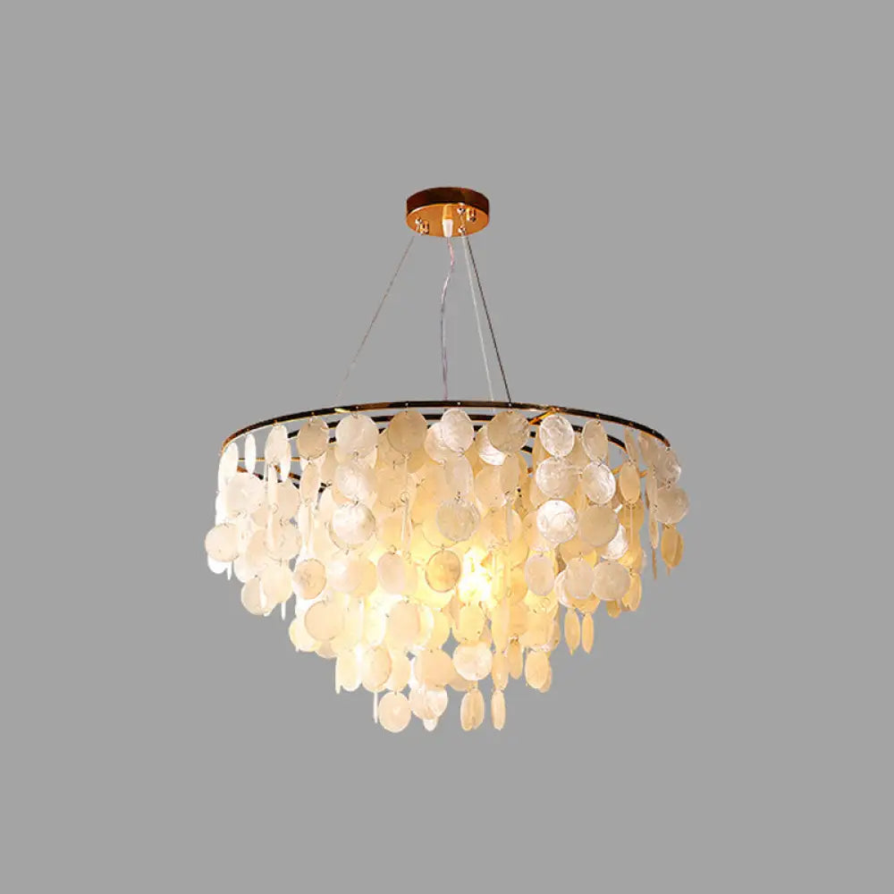 Minimalist Shell Gold Pendant Light - Elegant Dining Room Chandelier / 19.5