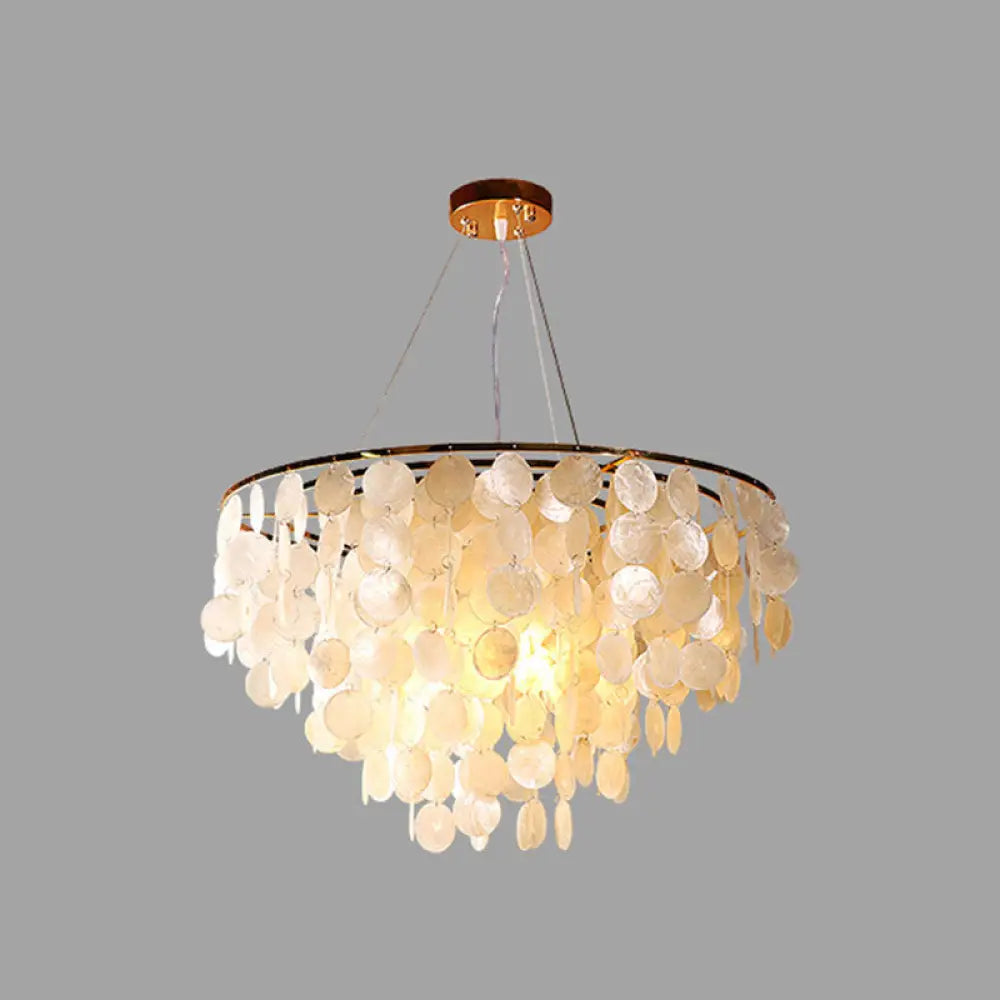 Minimalist Shell Gold Pendant Light - Elegant Dining Room Chandelier / 23.5