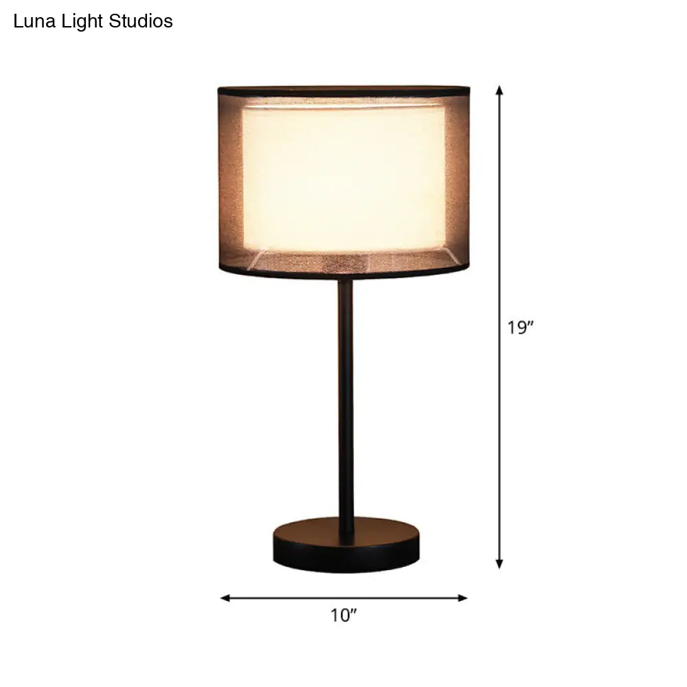 Minimalist Single-Bulb Table Lamp With Drum Shade Stylish Fabric Lighting For Living Room Nightstand