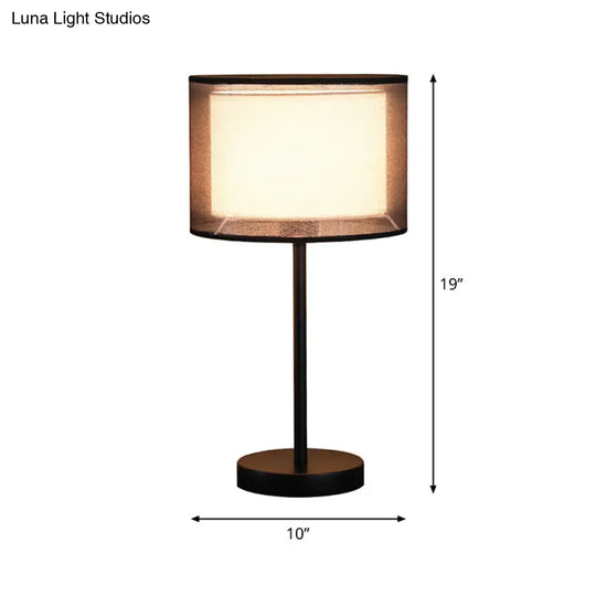 Minimalist Single-Bulb Table Lamp With Drum Shade Stylish Fabric Lighting For Living Room Nightstand