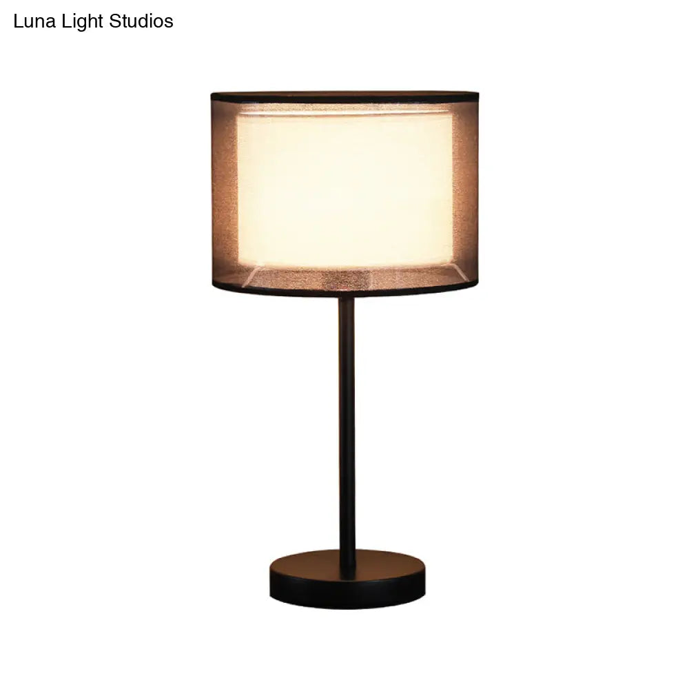 Minimalist Single-Bulb Table Lamp With Drum Shade Stylish Fabric Lighting For Living Room Nightstand