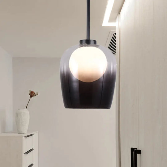 Minimalist Smoke Gray Glass Dome Pendant Led Suspension Lamp - Bedroom Lighting Fixture