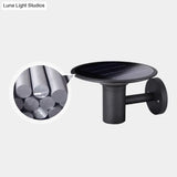 Minimalist Solar Wall Light For Courtyard With Black Tray Design And Led Aluminum Sconce