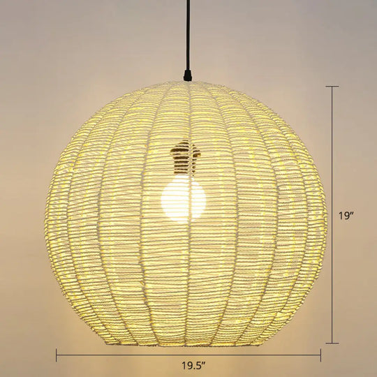 Minimalist Sphere Shaped Rattan Pendant Ceiling Light For Restaurants Yellow / 19.5’