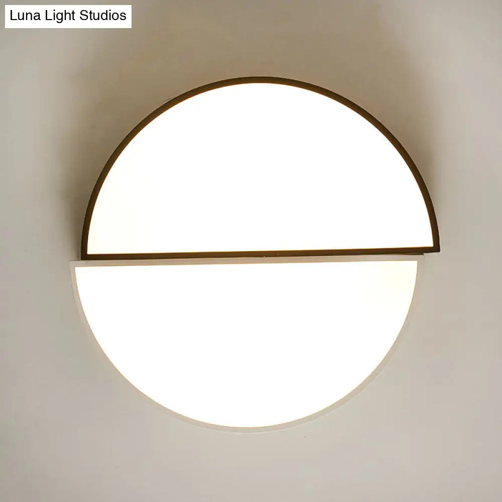 Minimalist Split Round Led Ceiling Lamp - 15’/19’ Wide Black & White