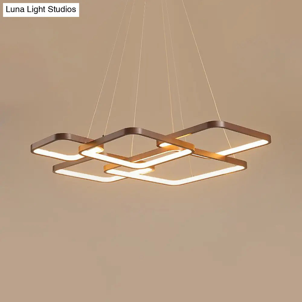 Minimalist Square Acrylic Pendant Led Chandelier - Warm/White Light