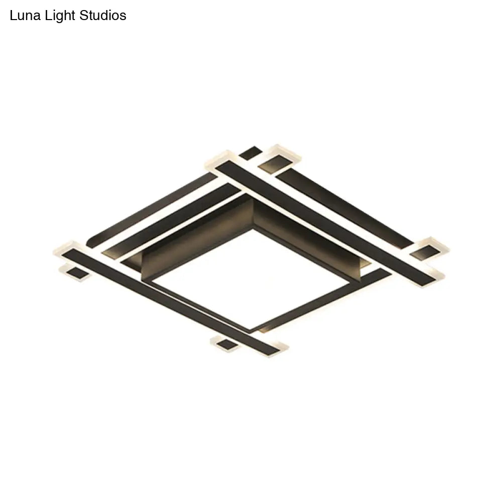 Minimalist Square Flush Pendant Light - 18’/23.5’ Width Led Acrylic Ceiling Fixture In