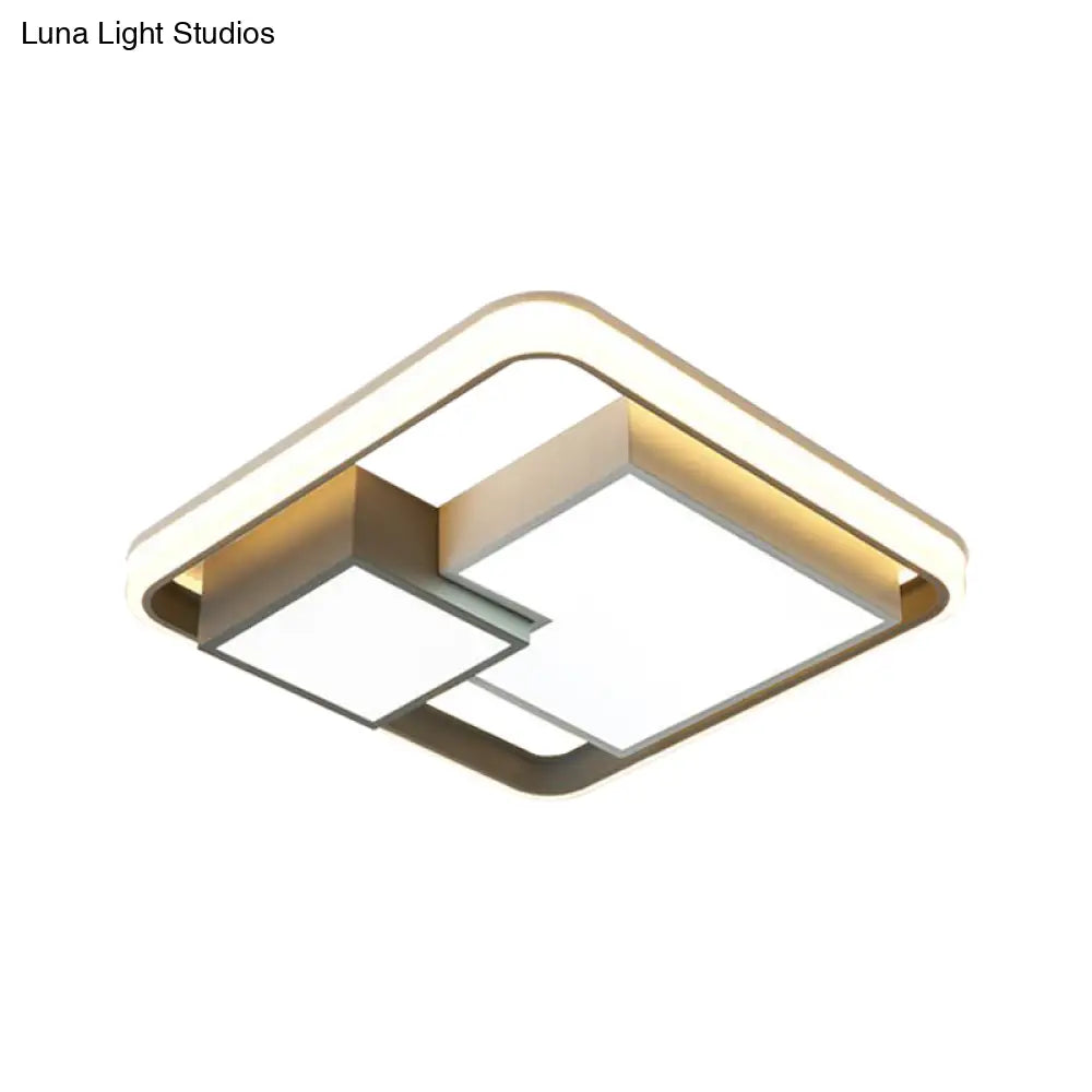 Minimalist Square Led Ceiling Light In Warm/White For Bedroom