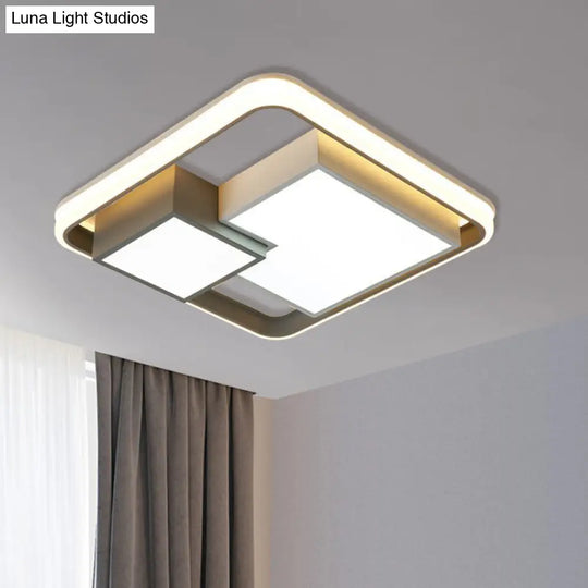 Minimalist Square Led Ceiling Light In Warm/White For Bedroom White / Warm