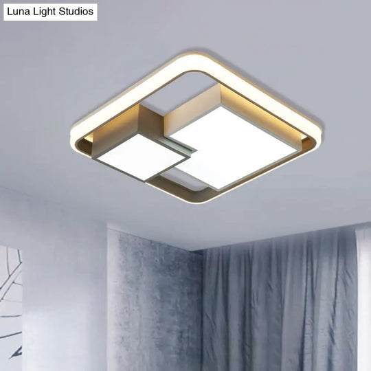 Minimalist Square Led Ceiling Light In Warm/White For Bedroom