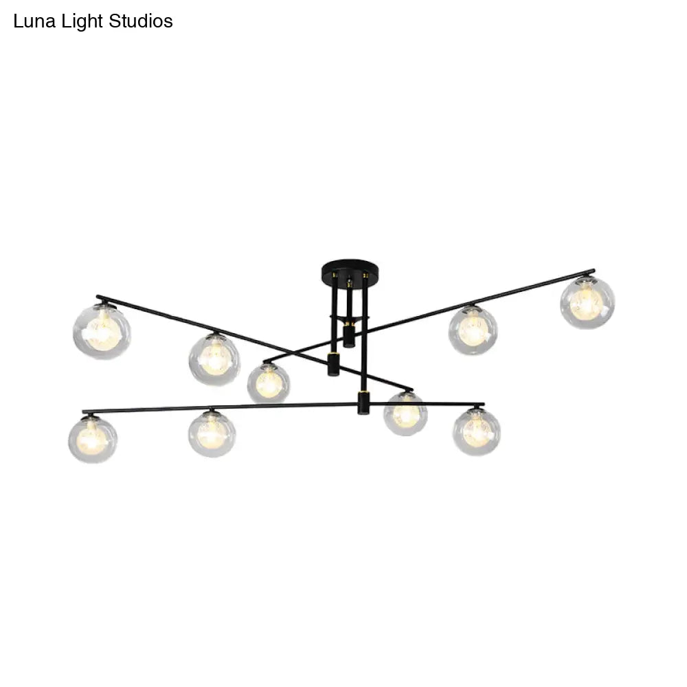 Minimalist Starburst Pendant Chandelier - 6/9 Lights Clear Glass Black/Gold