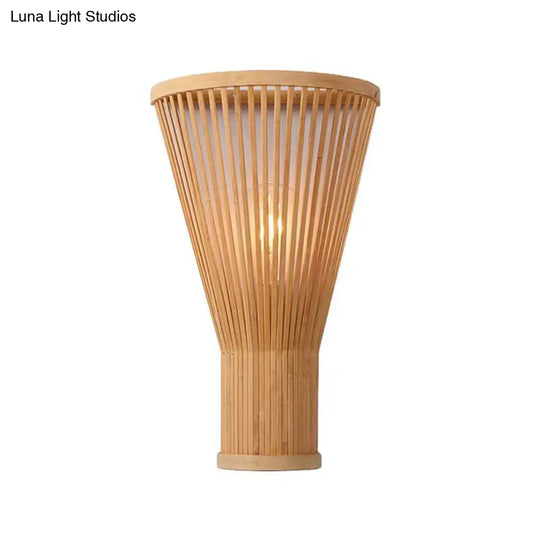 Minimalist Tapered Bamboo Wall Mount Light - Single Living Room Fixture