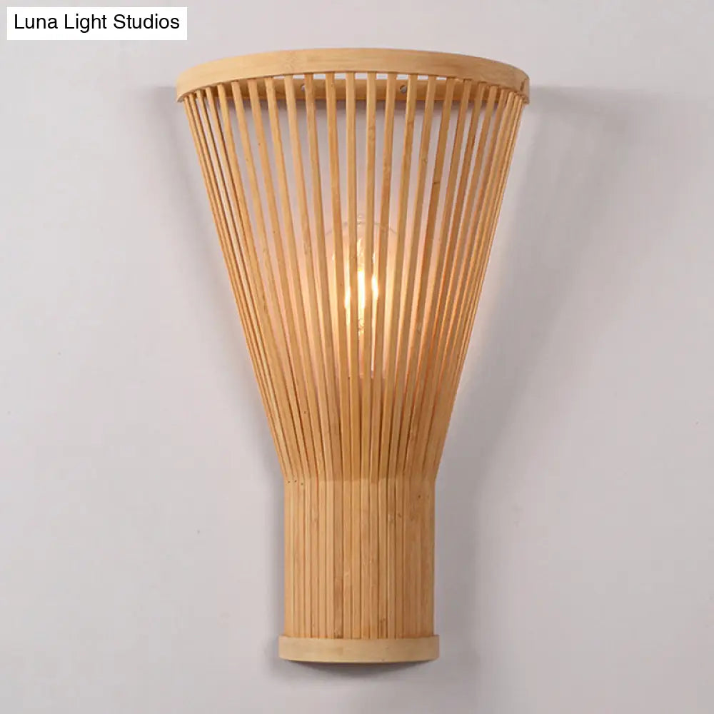 Minimalist Tapered Bamboo Wall Mount Light - Single Living Room Fixture