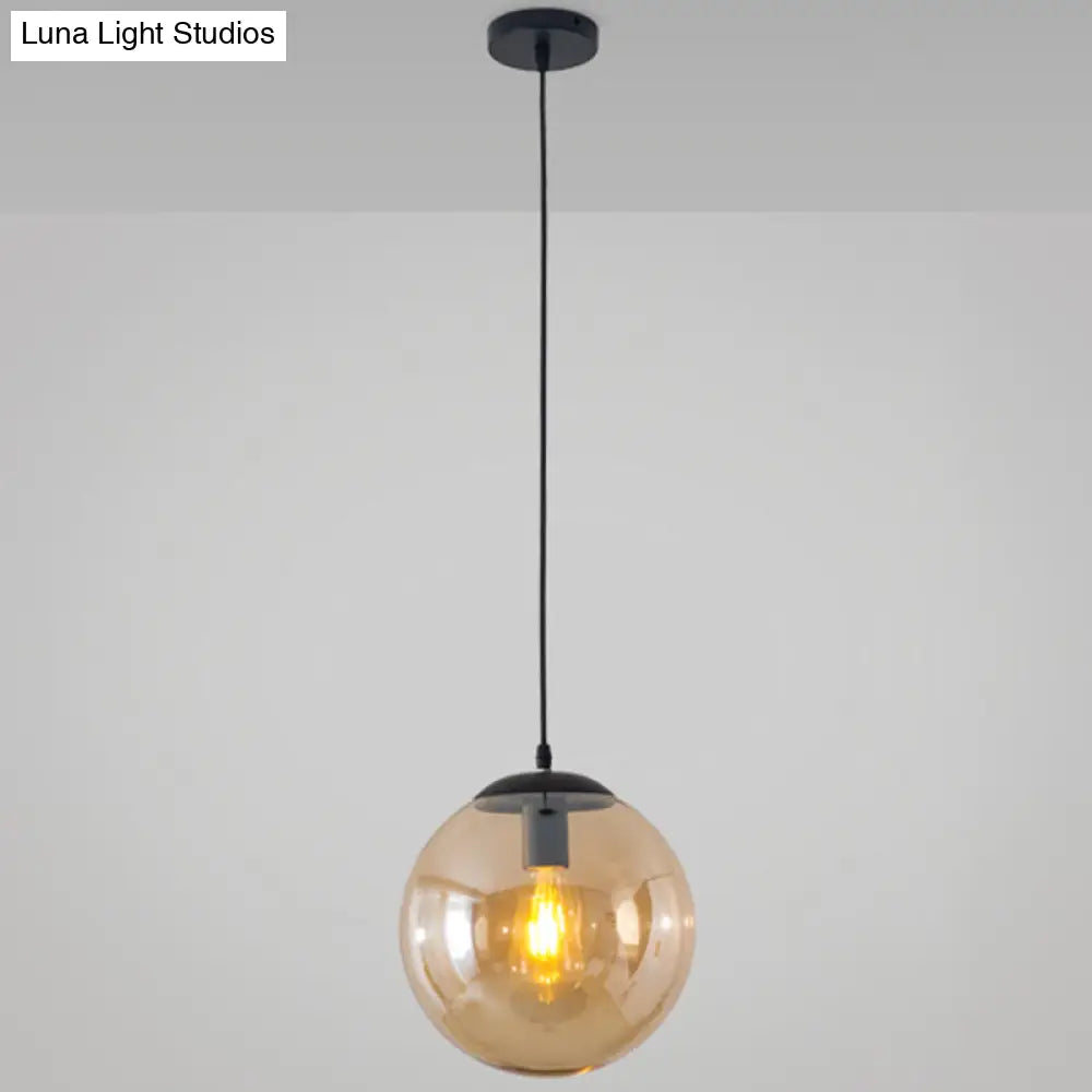 Minimalist 1-Light Pendant Light Bubble Transparent Glass Ball Shade With 39 Hanging Wire Amber / 8