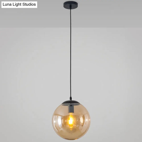 Minimalist 1-Light Pendant Light Bubble Transparent Glass Ball Shade With 39 Hanging Wire Amber / 8