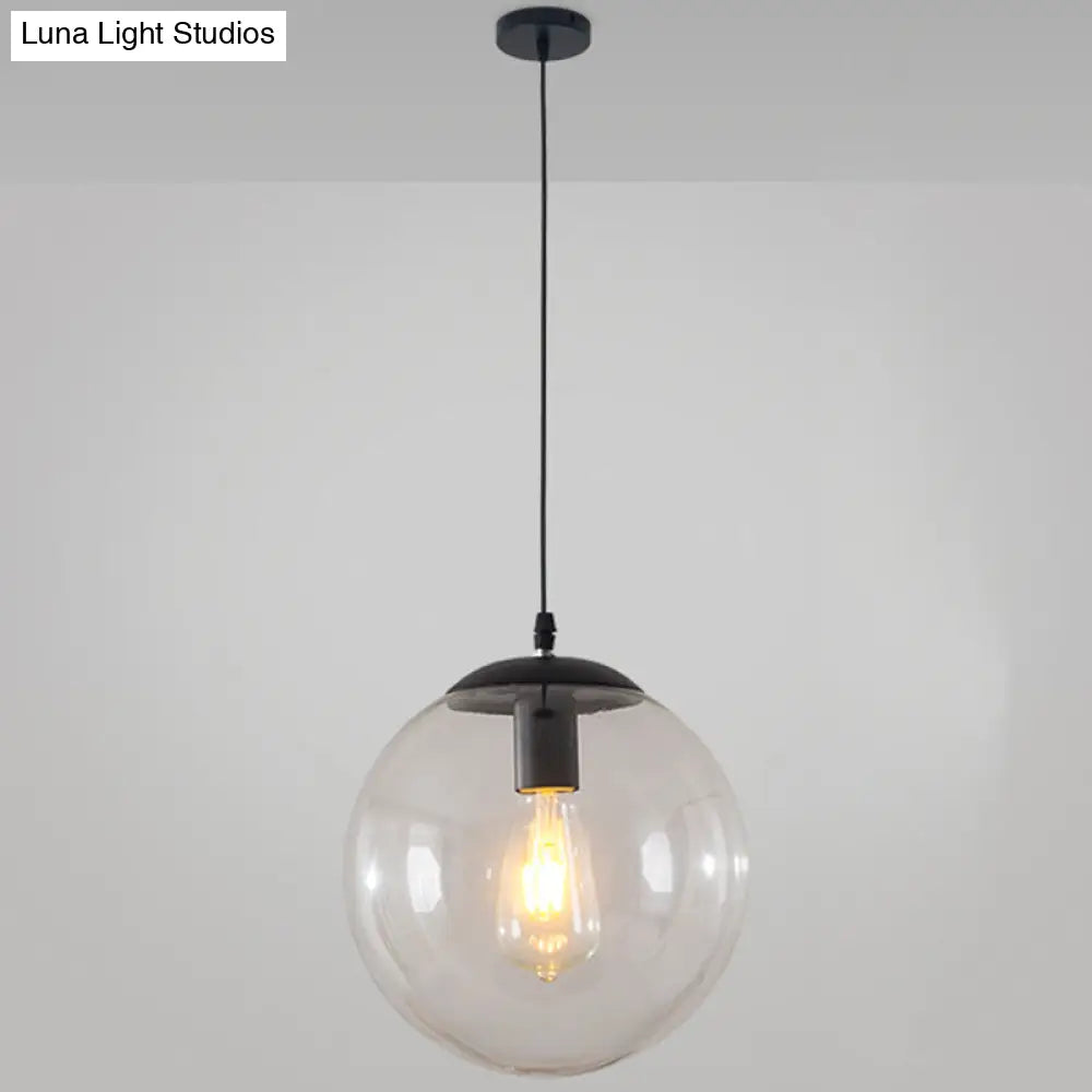 Minimalist 1-Light Pendant Light Bubble Transparent Glass Ball Shade With 39 Hanging Wire Black / 16