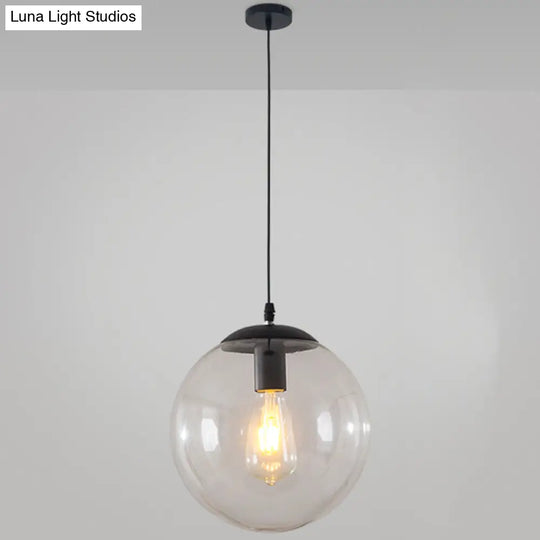 Minimalist 1-Light Pendant Light Bubble Transparent Glass Ball Shade With 39 Hanging Wire Black / 16