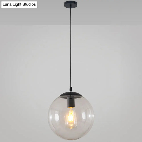 Minimalist 1-Light Pendant Light Bubble Transparent Glass Ball Shade With 39 Hanging Wire Black / 12