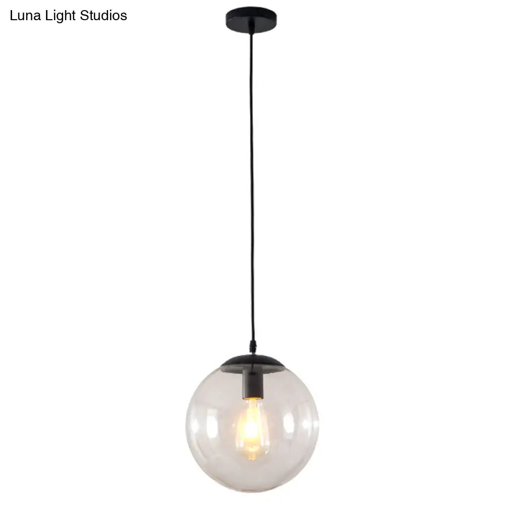 Minimalist Transparent Glass Ball Pendant Light With 39’ Hanging Wire