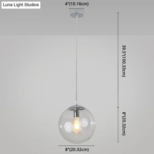Minimalist 1-Light Pendant Light Bubble Transparent Glass Ball Shade With 39 Hanging Wire