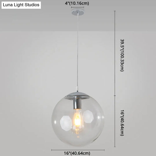 Minimalist 1-Light Pendant Light Bubble Transparent Glass Ball Shade With 39 Hanging Wire