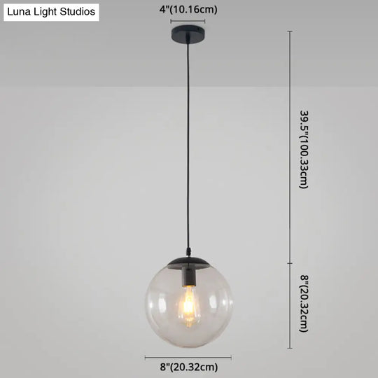 Minimalist 1-Light Pendant Light Bubble Transparent Glass Ball Shade With 39 Hanging Wire