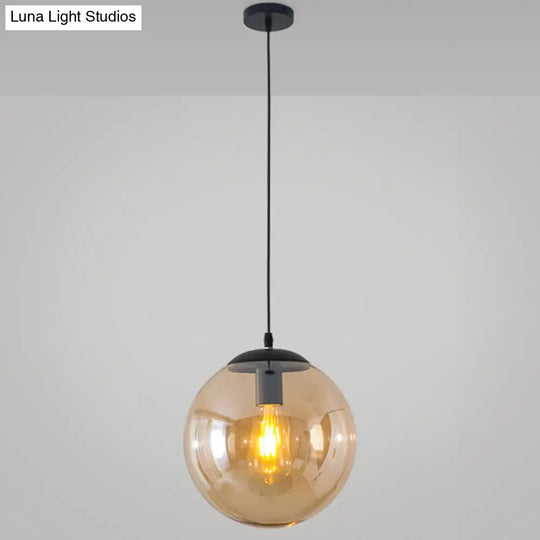 Minimalist 1-Light Pendant Light Bubble Transparent Glass Ball Shade With 39 Hanging Wire Amber / 12