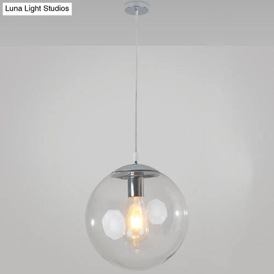 Minimalist 1-Light Pendant Light Bubble Transparent Glass Ball Shade With 39 Hanging Wire Silver /