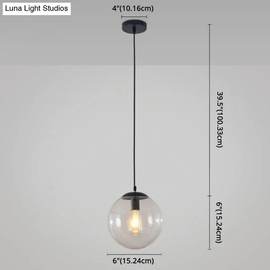 Minimalist 1-Light Pendant Light Bubble Transparent Glass Ball Shade With 39 Hanging Wire