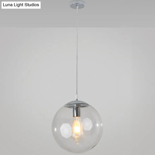 Minimalist 1-Light Pendant Light Bubble Transparent Glass Ball Shade With 39 Hanging Wire Silver /