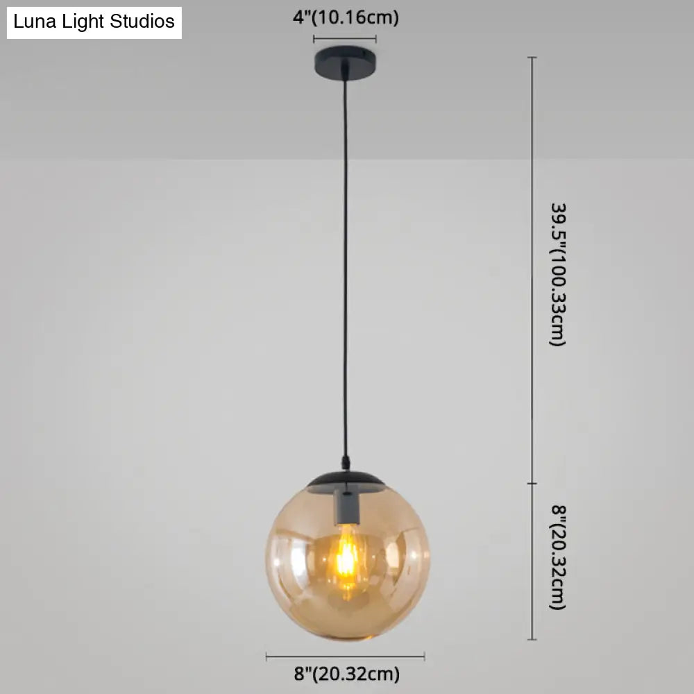 Minimalist Transparent Glass Ball Pendant Light With 39’ Hanging Wire