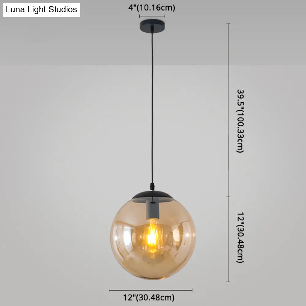 Minimalist 1-Light Pendant Light Bubble Transparent Glass Ball Shade With 39 Hanging Wire