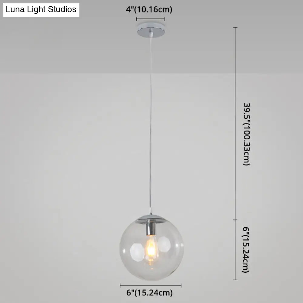 Minimalist 1-Light Pendant Light Bubble Transparent Glass Ball Shade With 39 Hanging Wire