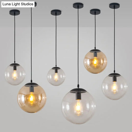 Minimalist Transparent Glass Ball Pendant Light With 39’ Hanging Wire