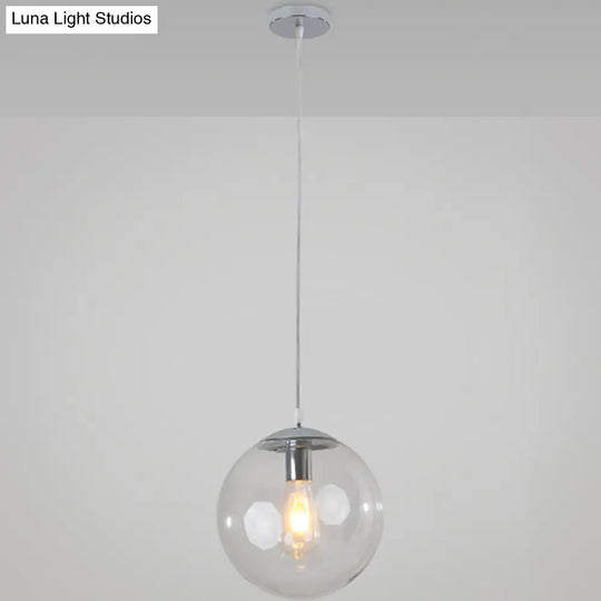 Minimalist 1-Light Pendant Light Bubble Transparent Glass Ball Shade With 39 Hanging Wire Silver / 8